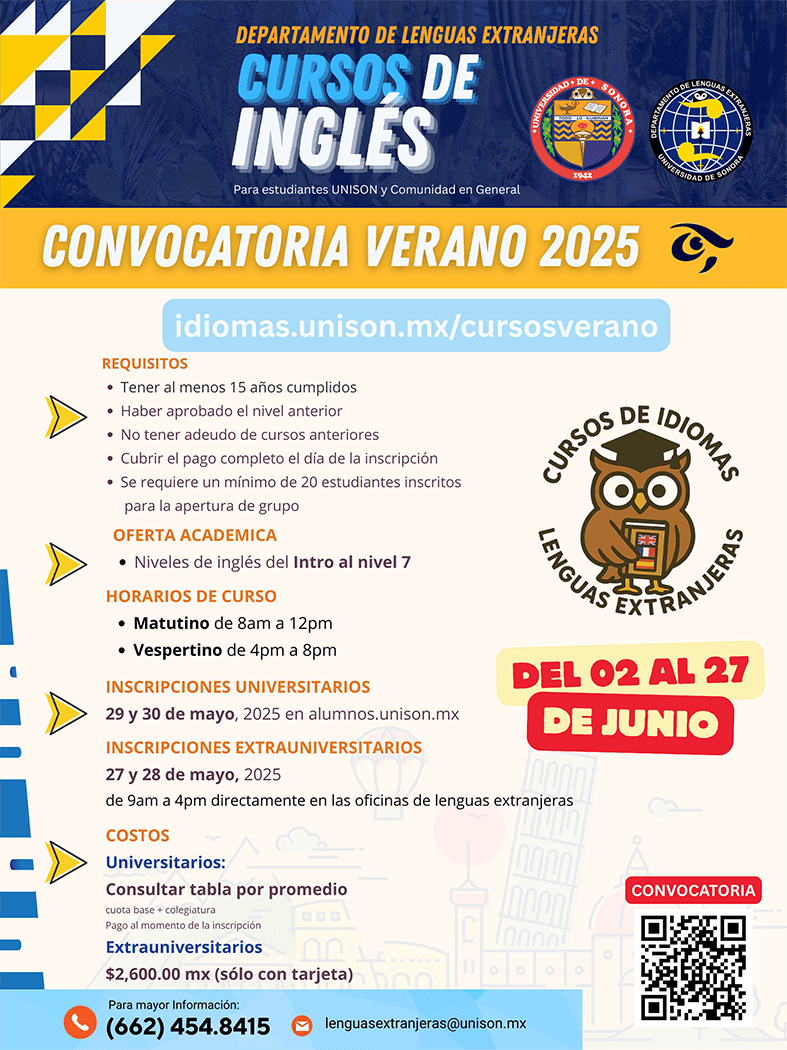 Convocatoria abierta para cursos de verano de inglés y otros idiomas en la Unison