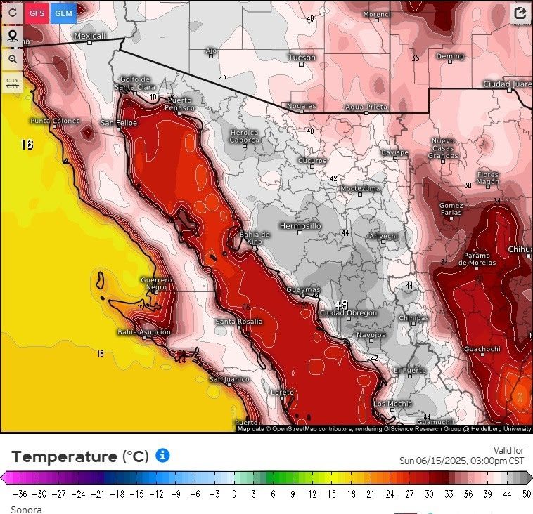 Gobierno de Sonora avisa incremento de temperaturas del 14 al 18 de junio