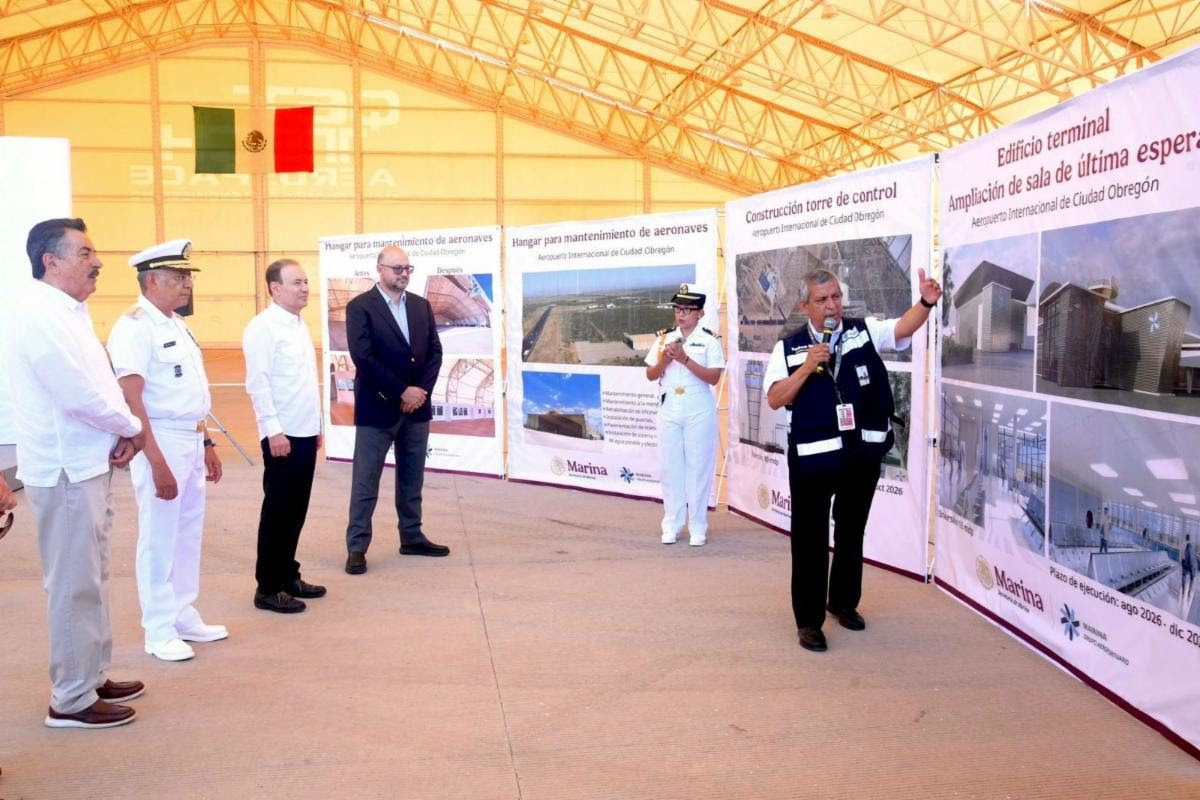 Gobernador Durazo y SEMAR arrancan obras de modernización de aeropuertos de Ciudad Obregón y Guaymas
