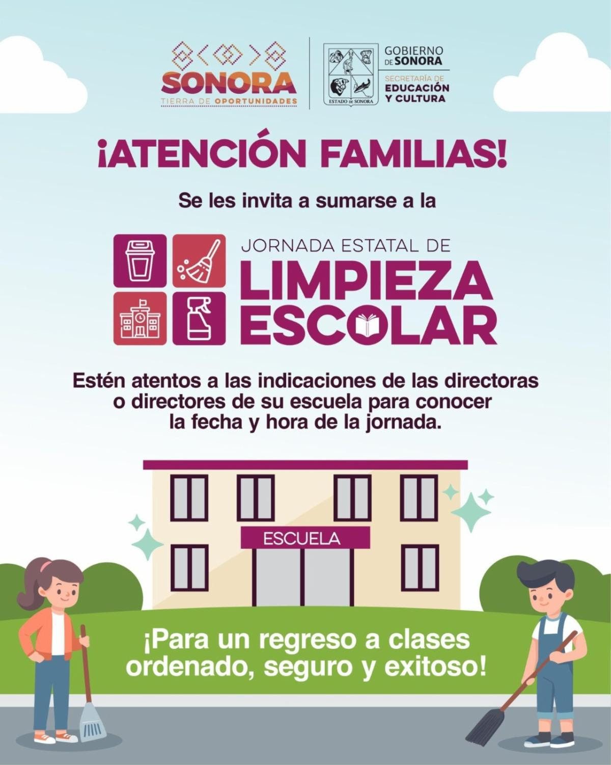 Invita Gobierno de Sonora a formar parte de jornadas de limpieza en escuelas: SEC