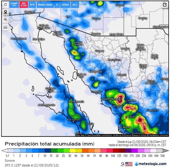Gobierno de Sonora informa que se esperan más lluvias para este fin de semana e inicio de la siguiente
