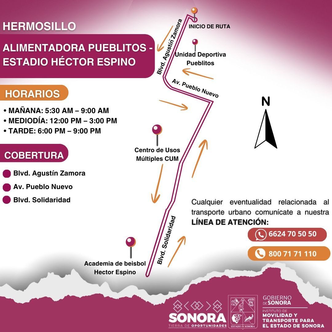 Gobierno de Sonora anuncia dos rutas alimentadoras de transporte urbano al norte y sur de Hermosillo