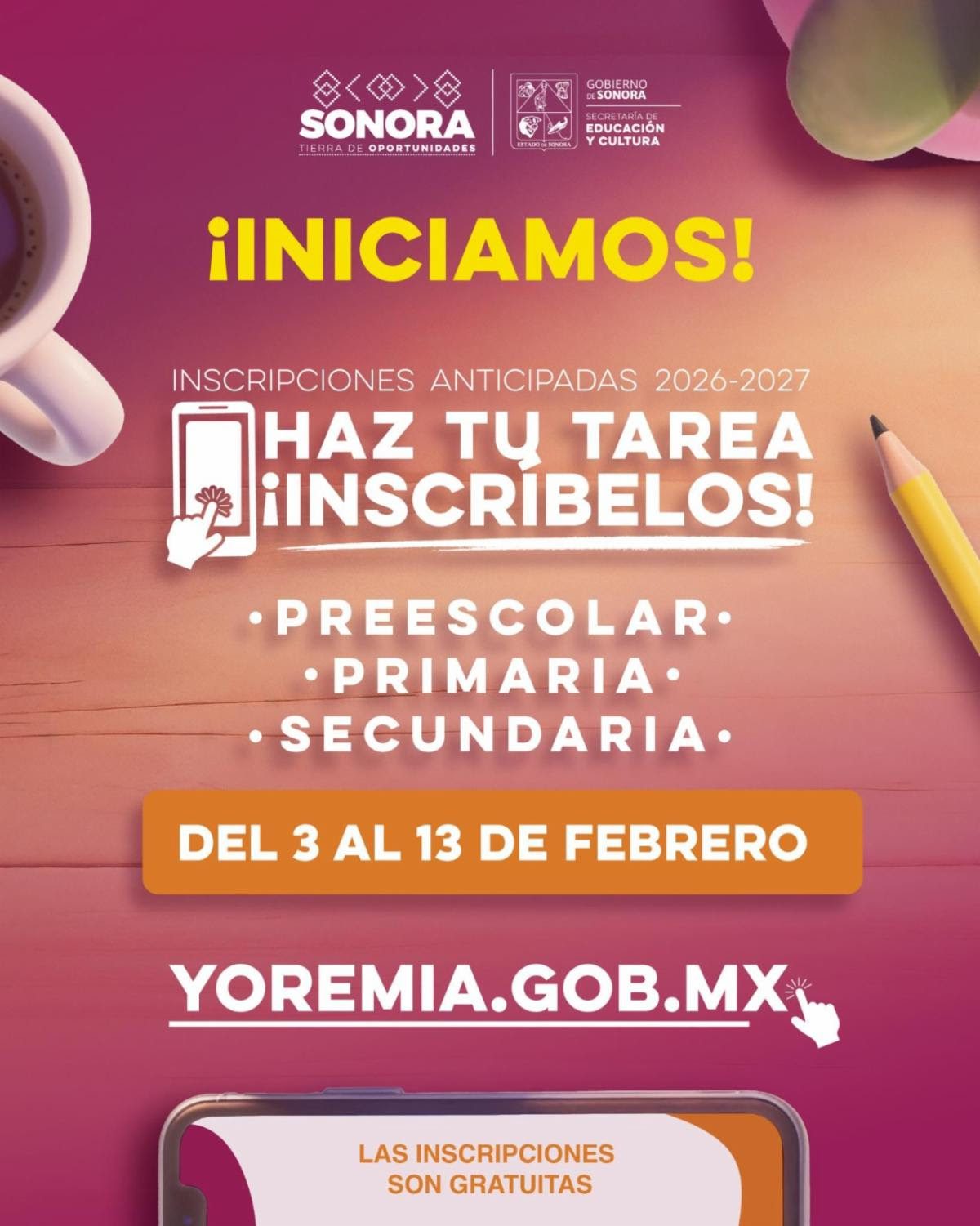 Inicia SEC proceso de Inscripciones Anticipadas en el nivel básico
