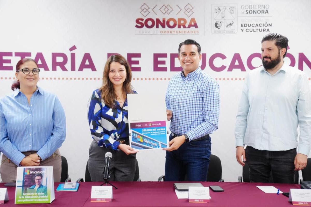 Capacitarán Gobierno de Sonora y Microsoft a 350 mil personas en habilidades de IA: SEC
