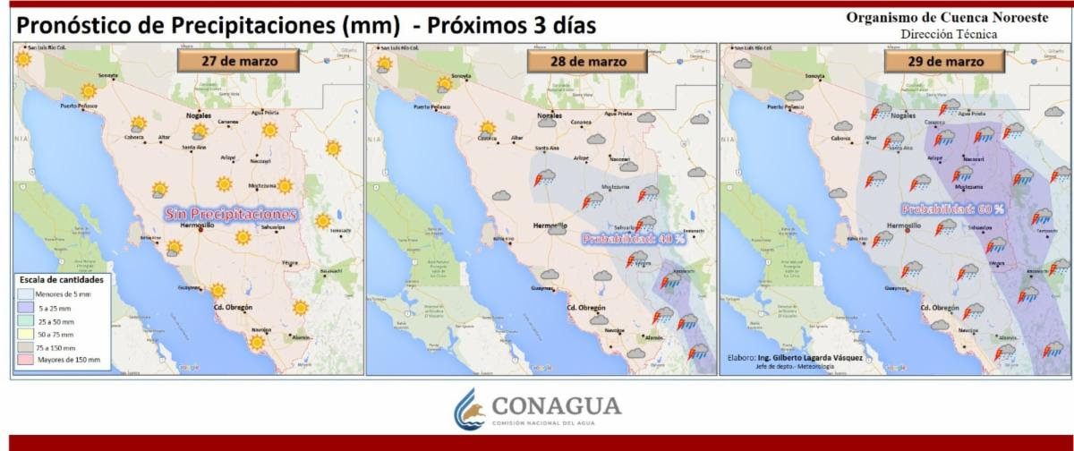 Prevé CEPC lluvias y ligero descenso de temperaturas máximas este fin de semana