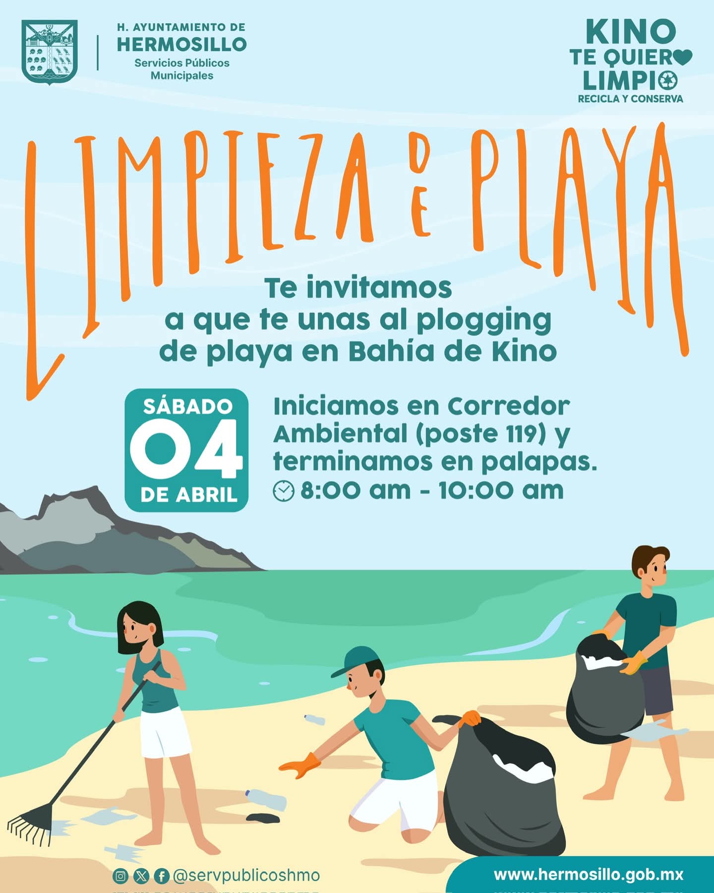 Invita Ayuntamiento a participar este sábado en Plogging en Kino