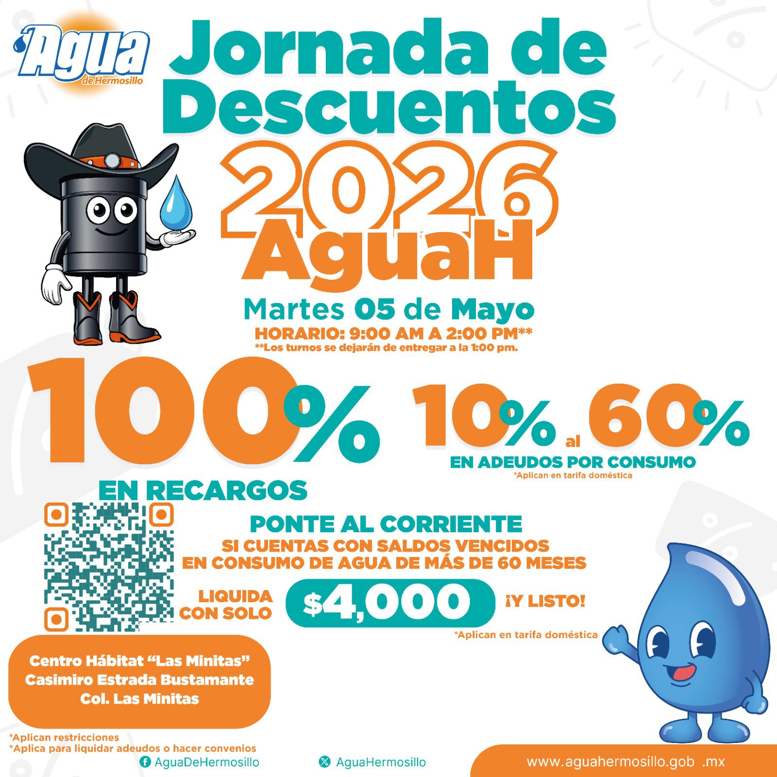 Estará en Las Minitas jornada de descuentos de AguaH para usuarios con adeudos