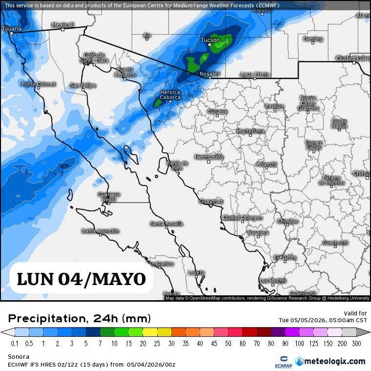 Persiste probabilidad de lluvias ligeras en Sonora: CEPC