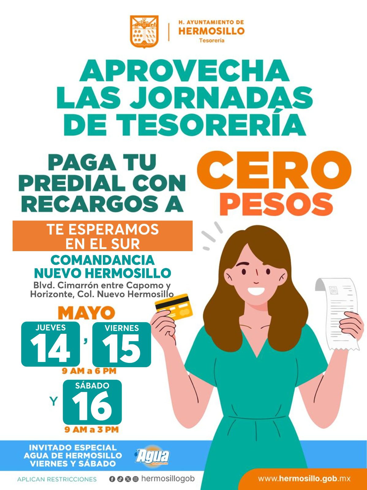 Ofrecerá Tesorería predial sin recargos del 14 al 16 de mayo al sur de la ciudad