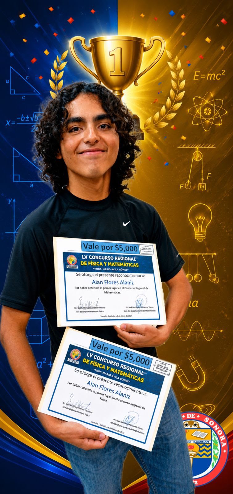 Alumno de Cobach Sonora gana competencia regional de Física y Matemáticas