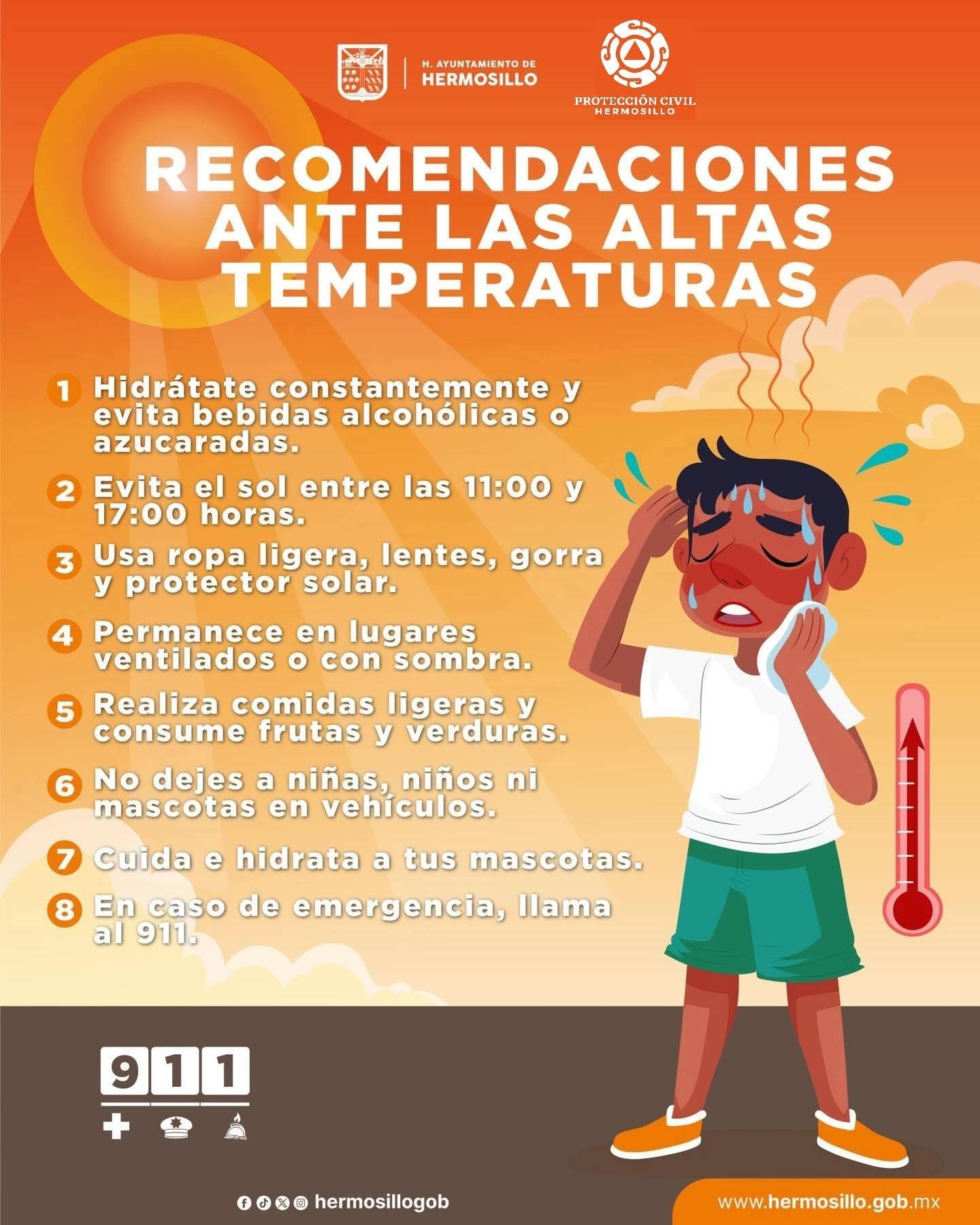 Exhorta Ayuntamiento de Hermosillo a seguir recomendaciones ante aumento en temperaturas este fin de semana