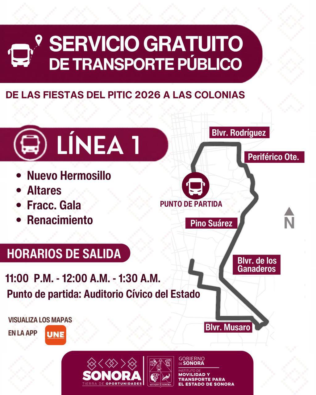 Facilita Durazo transporte gratuito en Hermosillo durante fiestas del pitic
