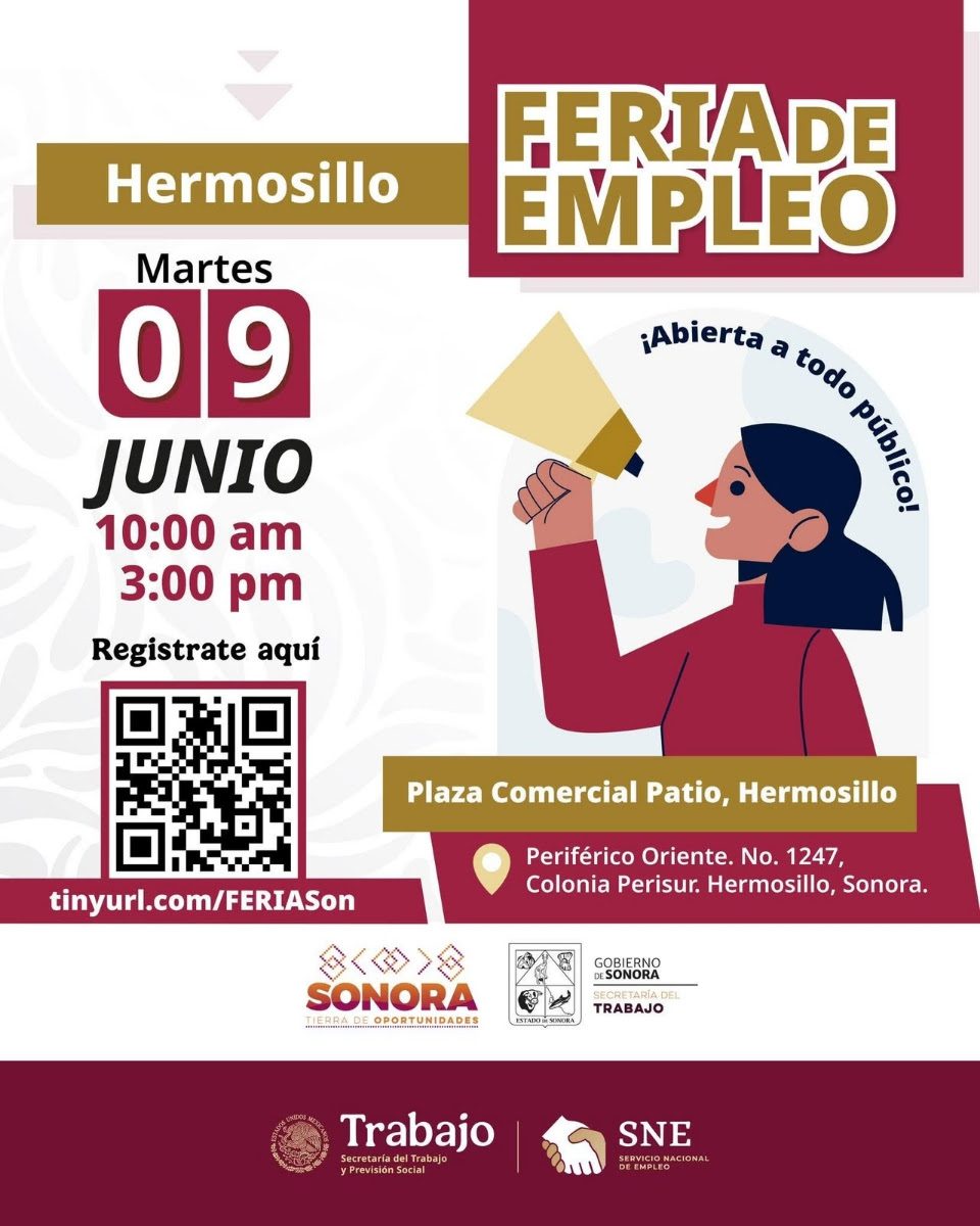 Invita Gobierno de Sonora a participar en la Feria de Empleo